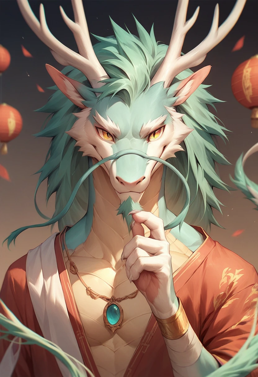  score_9, score_8_up, score_7_up, score_6_up, score_5_up, score_4_up,, (solo), male anthro eastern dragon, noble, chinese, long straight hair