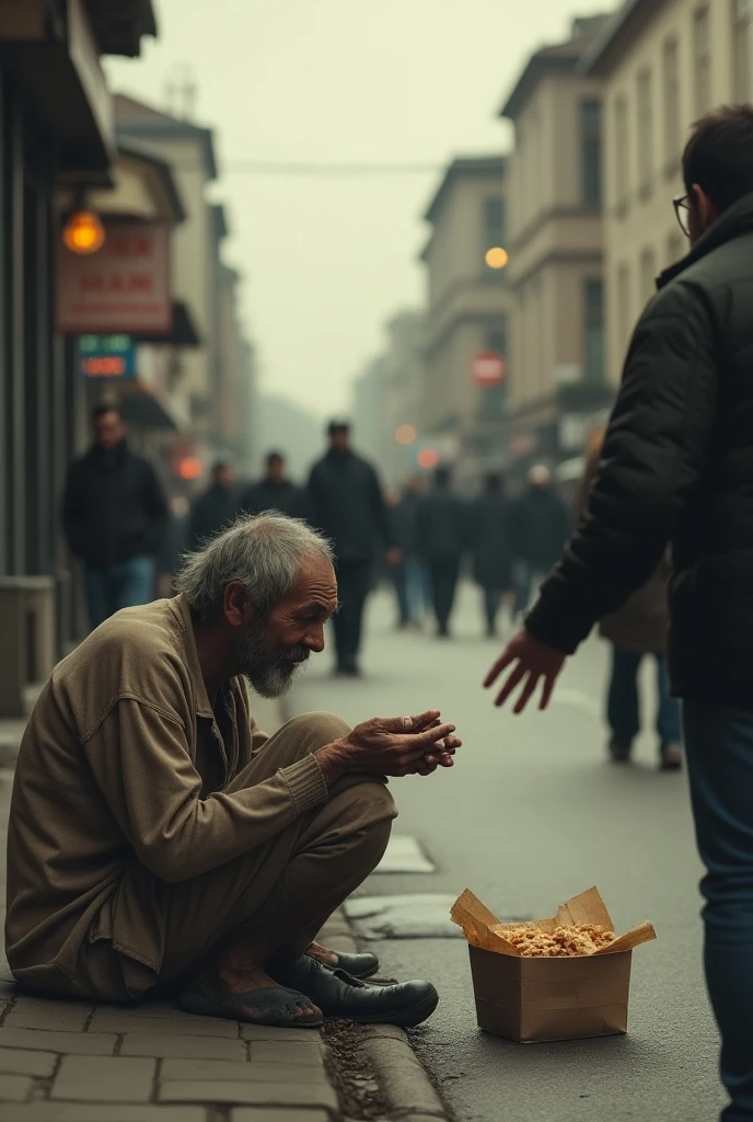 Poor man sit the road and very hungry and poor asking for help but ...