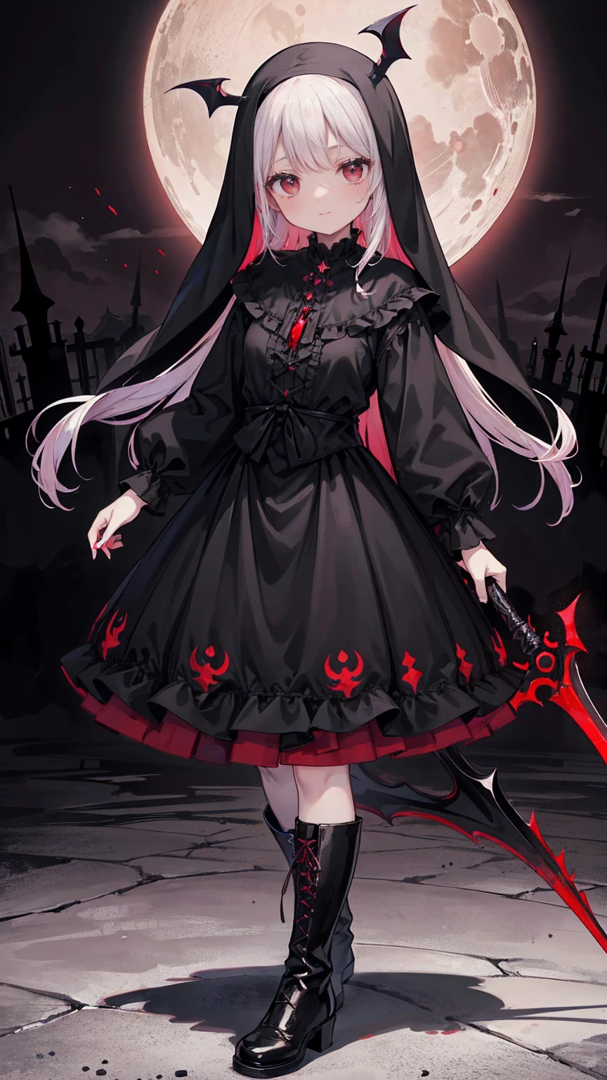 The MurderouS Nun、Shaded face　、 has a weapon、Looking at the viewerS with a frightening expreSSion、beautiful girl、とてもcute天使、Pink Gothic FaShion、cute、baby face、Smile、Long Skirt、Black long bootS、.(HigheSt quality,4K,High reSolution,maSterpiece:1.2), very detailed,RealiStic:1.37, Spooky altar background ,Dark fantaSy,Red color Scheme,OminouS atmoSphere,Eye-catching,story,anatomy, anime style , The Artwork is a Masterpiece ,beautiful細部までこだわった顔と (((Red eyeS ))),A terrifying ritual ,Satan's Ritual ,Premature death,Inappropriate behavior,crazy smile,Scythe Face,Girl Monster, beautiful, Delicate facial featureS, SharpEye, Sharp fangs, pale Skin, Dark Background,  Movie Lighting, Dramatic ShadowS, Gothic Style, Gloomy atmoSphere, Dark fantaSy, one person&#39;S, PleaSe open your mouth wide, Open your mouth and peel your fangs ,Sharp teeth like a beaSt, Wide lipS, Very big mouth, Vermilion cheekS, ,(Blood Splatter:1.4),Scary Smile, Smile,Angel DeSign, TwiSted Smile、Bloody、Bleeding from the head ,,,,,、Blood Splatter、,(Blood Splatter:1.4),Skull,Devil&#39;s Spear,Horror Style, ((FantaSy Sweet Ta Frill Pink CoStume)), ((Flowing blonde hair)), ,(Blood Splatter:1.4),Female curveS, Sexy flat Stomach, Perfect handS, Perfect anime face, (Pink Tata DreSS)), Are Standing, ((Evil smile)), ,(Blood Splatter:1.4), Steam circulateS,  (Blood Splatter:1.6),Anime Angel Design, TwiSted Smile、Bloody、Bleeding from the head ,,,,,、Blood Splatter、,(Blood Splatter:1.4), Skull, Gothic architecture 、WeStern architecture、FantaSy World、,Victorian citieS, Skeleton GaS Light,Absurd, High reSolution、 (( table top)), ((HigheSt quality)), ( very detailedな), (( very detailed)), (beautiful), ((cute)), (NFSW:1.8), Alone,(:1.6)、(world&#39;The moSt terrifying and creepy demon girl:1.5)beautiful face、 full body Ezbian、pale, beautiful肌、beautiful金の髪、Smile gently、Dark building ruinS、(Snow white&#39;Frill dreSS:1.3)、(The dark ruinS are Stained with blood:1.3)、Low angle full body Shot、(The girl is standing in a pool of blood:1.5)、(The ground iS :1.3)、(The girl loSt a lot of blood....:1.3)、(crazy smile:1.6)、SpiritS、(Blood dripping from the mouth:1.3)、
