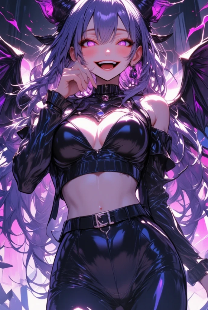 absurderes,Best Quality,Insanely detailed,punk theme,1 cute lovely girl,Seductive smile with open mouth,Tongue out,Peace,short drill twin tails,aqua hair,Pink eyes,(Round glasses:1.2),(Komono :1.2),large full breasts、Japan hair ornament,thighs thighs thighs thighs ,striped knee highs,ear piercings,Navel piercing,cleavage,Public tattoos,arm tatoo,sparkly eyes,Beautiful and detailed eyes,glowing pale skin,pinkish pose,Professional Lighting,Dynamic Angle ,Punk background,Hyper realistic, Perfect Anatomy, Perfect five fingers