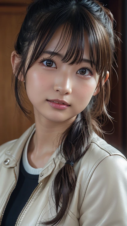 Dressed, (photo Realistic:1.4), (hyper Realistic:1.4), (Realistic:1.3),
(Smoother lighting:1.05), (Improving the lighting quality of movies:0.9), 32k,
One girl,20 year old girl, Realistic lighting, Backlight, Light on the face, Ray-tracing, (Bright light:1.2), (Improvement of quality:1.4),
(Highest quality real texture skins:1.4), Detailed drawn eyes, Detailed painted face,
(tired and sleepy and joy), (smile:0), Face close-up, T-Shirts,
(Enhance the mood of your body line:1.1), (Enhances the beauty of skin texture:1.1)