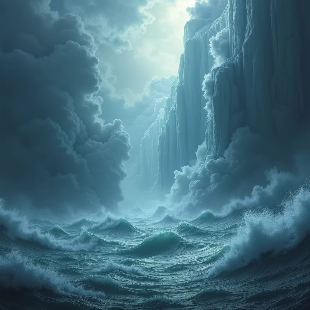 Create a serene, heavenly image that represents the presence of an angel comforting a person in the midst of a storm, symbolizing the idea that the divine guides us through adversity --auto