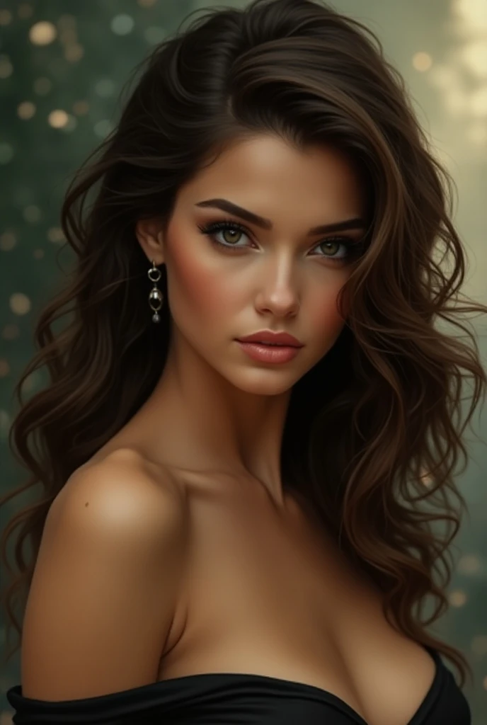 Brunette porn girl of Italian origin, hand that hides the breasts
