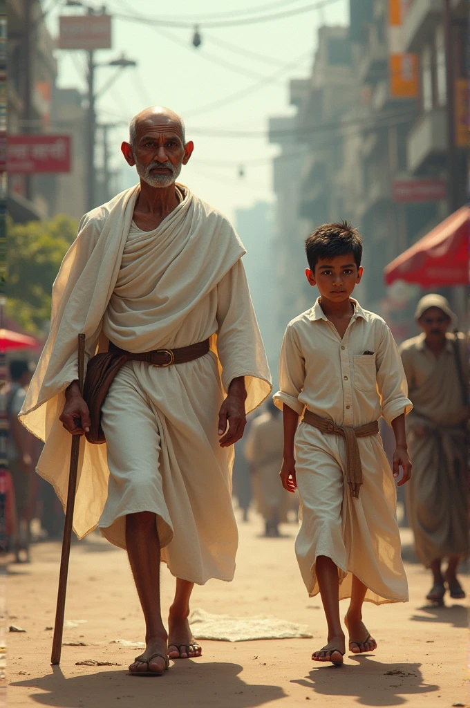 Back Turned: Two characters Sadhu and shishy young boy with their backs to each other, standing in the same room but emotionally distant.