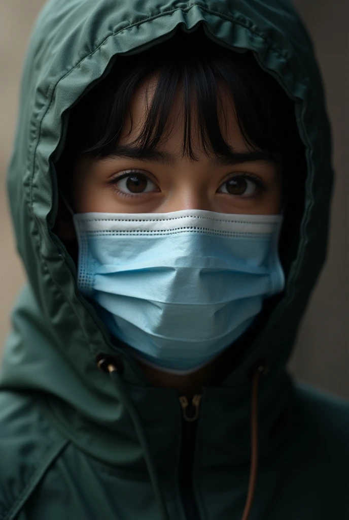 (photography)(dynamic) A closeup face of a female Malay, wearing hijab. Her mouth is gagged by two gloved hands from her back. Crying.
