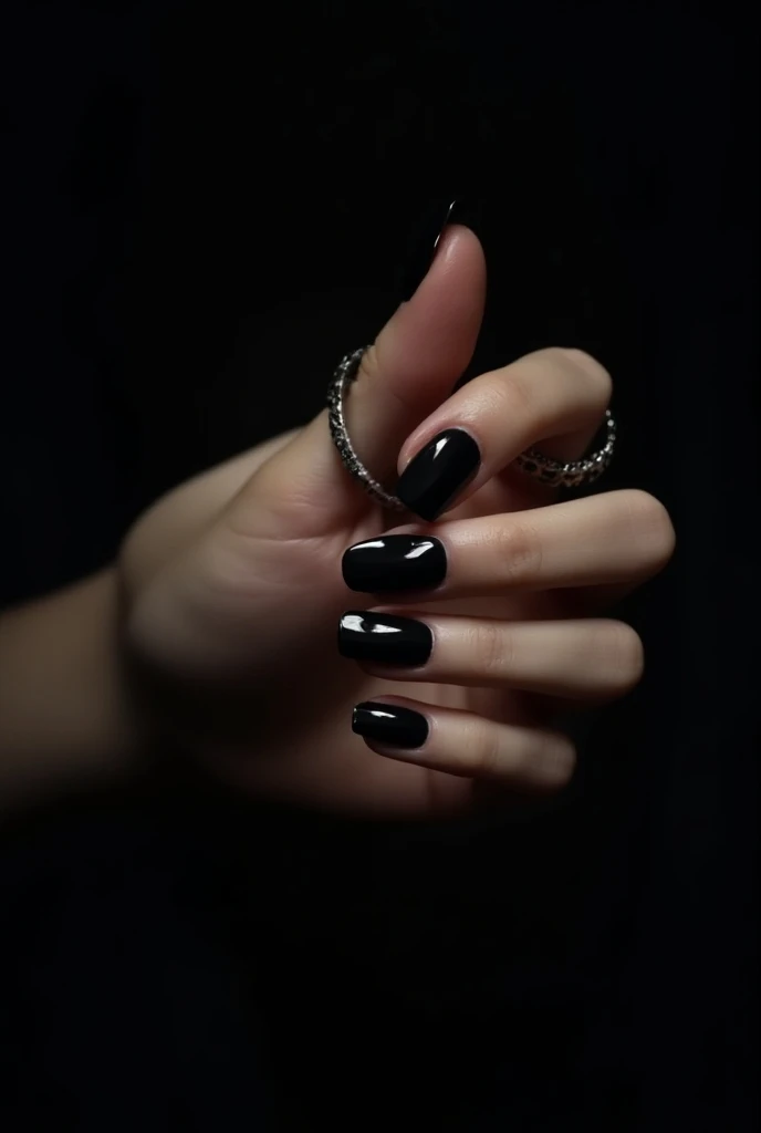 Cute girl black nails hands