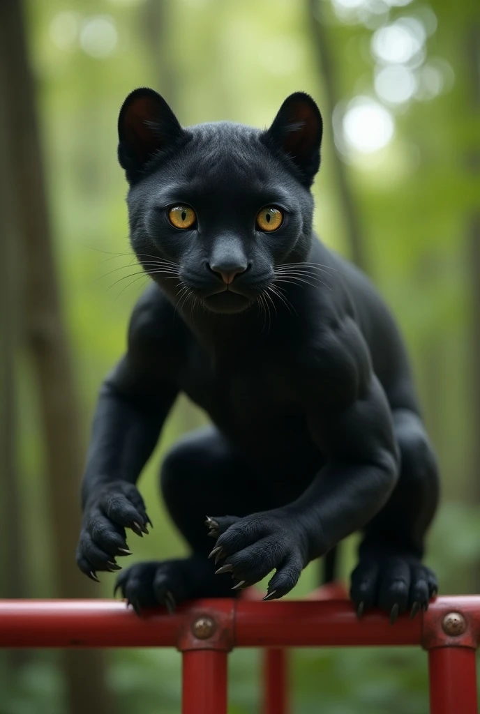 Fursona black panther girl with naked big boobs,black hair, Bob hairstyle, and with a head like a panther animal lies on its side. The background is transparent. Her entire body is black with furry panther fur..