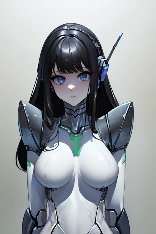 (masterpiece),(Highest quality),(Super detailed),(Best illustrations),(Best Shadow),(Absurd),(Detailed Background),(so beautiful), 16K, 8K, 4K,(Best Shadow),robotization,woman ,big bust,Robot Joint ,Metal skin,Black robot Suit,long hair,a black robot suit that covers the whole body,robot hand,cyber bodysuit,mecha head,(Detailed hands and fingers:1.2),Ball joint robot body,doll joint,beautiful face,beautiful robot girl,robotic eye,robotic hands,(no more human skin),android girl,cyborg girl,F cup, sexy body,(machine made joints:1.2),(machanical limbs:1.1),(blood vessels connected to tubes),(mechanical vertebra attaching to back),(mechanical cervial attaching to neck),no messy picture style,no emotion,tech control,black robot suit,maintenance