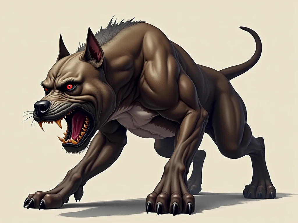 Angry Pitbull dog showing his arm while standing , on a green coat of arms, parchment written by Valinhos