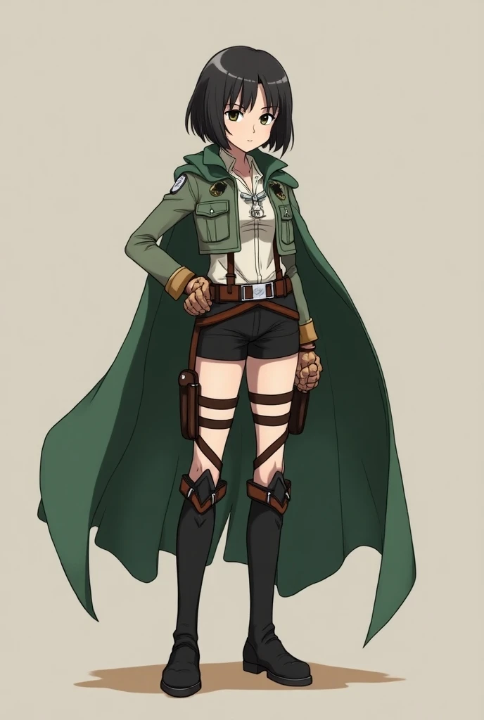 Mikasa is quite tall, physically fit and very muscular teenage girl with chin-length black hair that she initially wore longer, but it was cut at Eren&#39;s suggestion, despite Jean telling her it was beautiful. She has Asian heritage, with pale skin and calm black eyes.