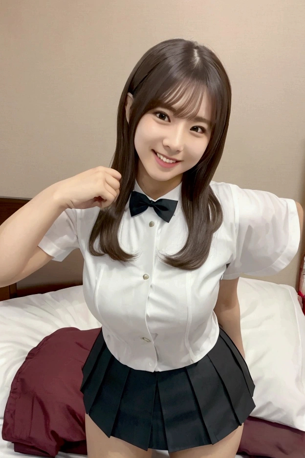 ((8K、Raw photography、top-quality、masterpiece)、high definition RAW color photos professional close-up photos、(realisitic、photorealisim:1.37)、(top-quality)、(Best Shadows)、鎖骨((Colossal tits))、((directly in front))、A sexy、超A high resolution、High Definition CG Unified 8K Wallpapers、physically-based renderingt、Cinematographic lighting)、a 18 year old girl、 (dress shirts、bow ribbon、sockes、high-school uniform:1.2)、High School Classroom, beautiful finely detailed eyes, Light on the Face, ((FULL BODYSHOT:1.2)), especially strong light, (Kamimei:1.2),glowy skin、((A dark-haired、bobhair:1.2))、(up of face), full of shyness, (The Flash:1.2), NSFW, (puffies, ((enchanting posture:1.2, enticing:1.2)), (Idol)、((Sit at a desk in the classroom:1.2)), ((Good anatomy:1.2))、((Bright and refreshing classroom、blur backgroun:1.2))、face perfect、kawaii faces、(high-angle shot:1.2)