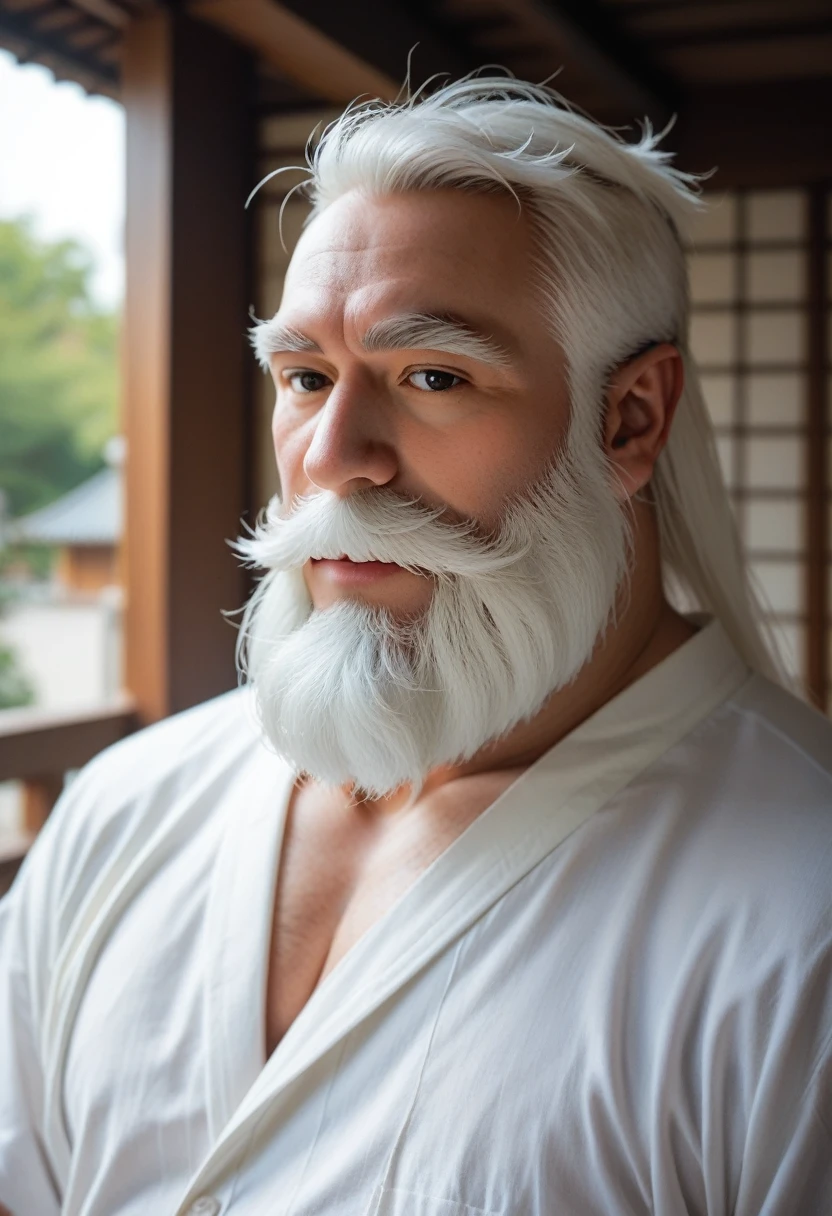 1japanese old man, (long white beard:2),