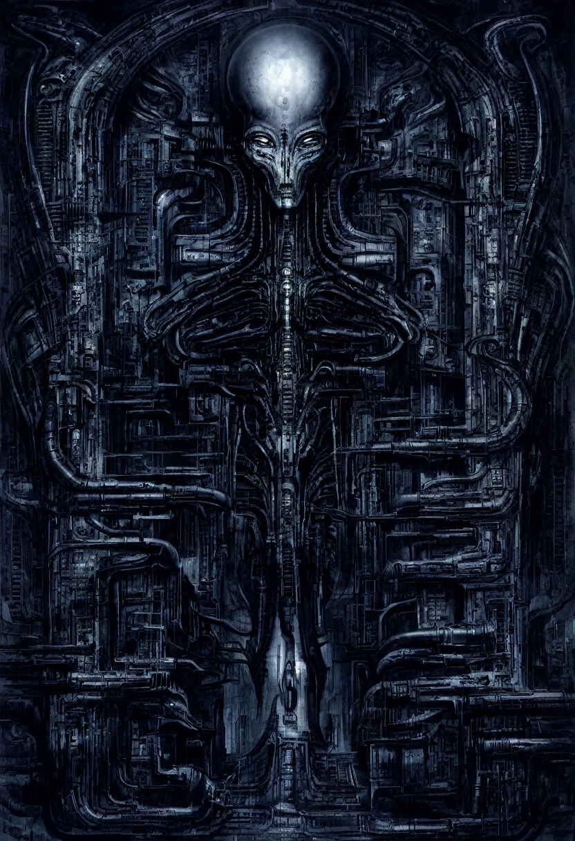 g1g3r 3t3rn1ty dark alien architecture machine (best quality:1.4)