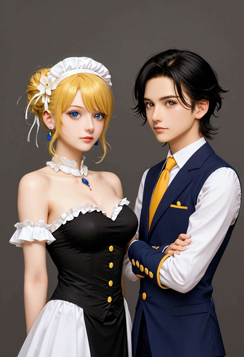 masterpiece, best quality,1girl and 1boy,(white hair:1.1)