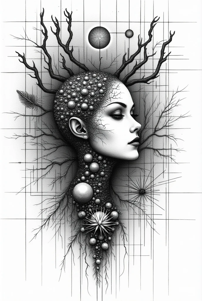 colorpop style, pointy hair, blue skin, natalie shau, mark ryden, alberto seveso, brooke shaden, anna dittmann, flora borsi, yin yang anthill, ant, lily, insect, fern, beautiful full body photo with oil painting, with thick brushstrokes and wet paint, fibonacci, golden ratio, melted wax, visible brushstrokes, surrounded by crystal ball, 3D Mosaic wireframe, neural graphics, neurons, tree of life, color, love, passion, oil on canvas, thick brush strokes, crazy details, 8k uhd, masterpiece, art station, surrealism