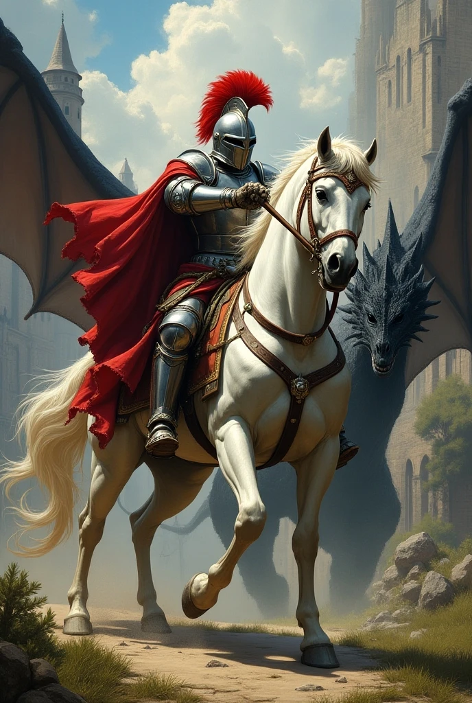 Knight facing a wyvern