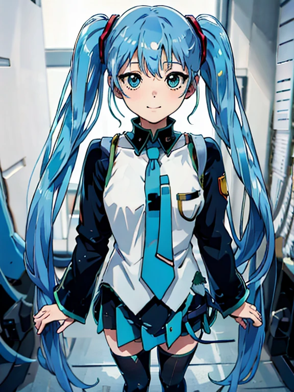  Hatsune Miku、 is standing、smile、cute