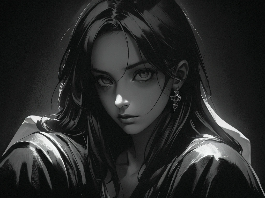 4k,8k,masterpiece,best quality,illustration,monochrome,black and white,horror,face focus,woman,<lora:fujiang_v1:0.4>,blood dripping from eyes,