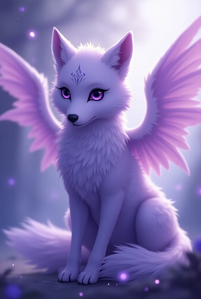  An anime purple wolf with wings with the name Liva