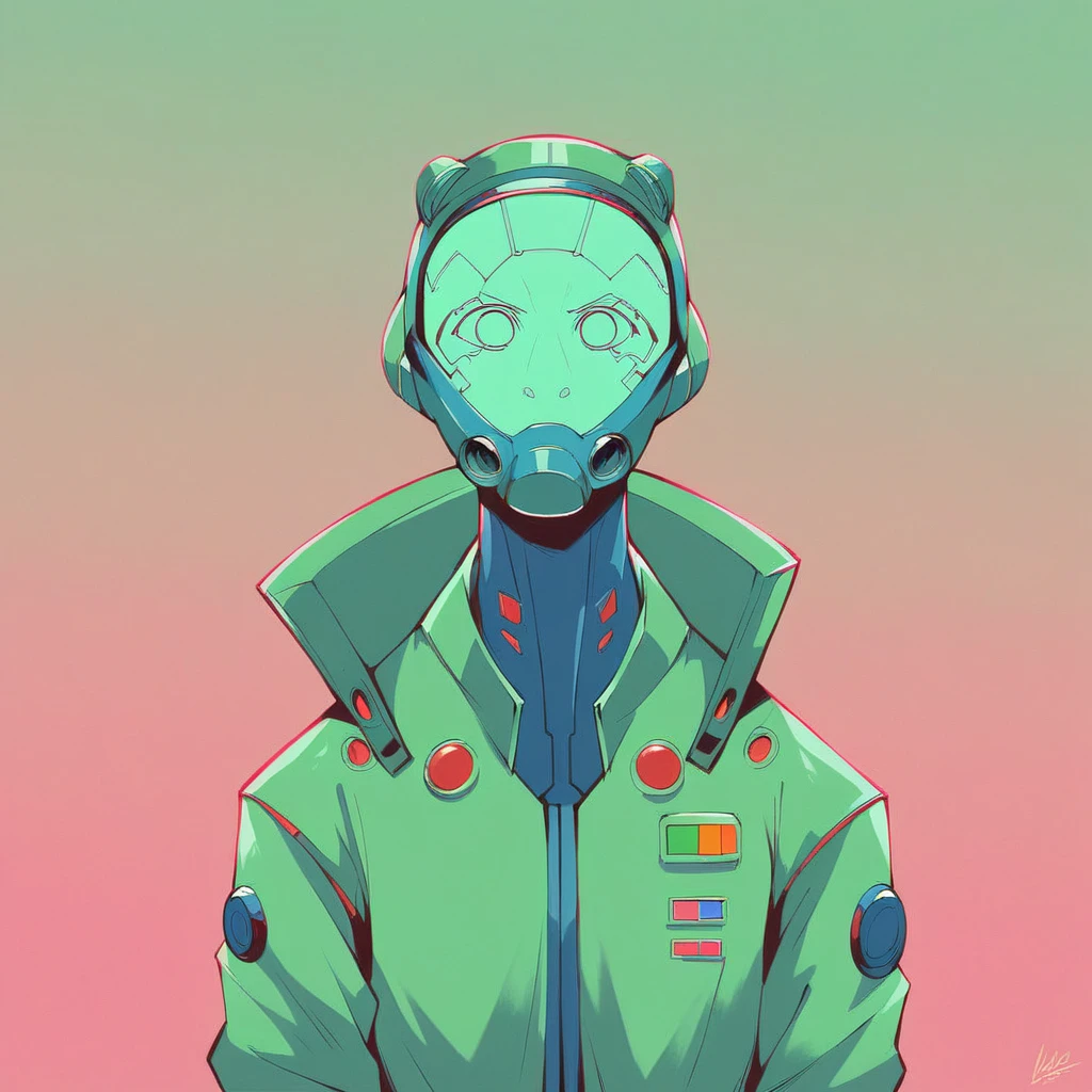 (masterpiece,best quality,ultra detailed,ultra high res,detailed background),((cyberpunk)),((flat color)),((colorful)),(1girl),pilot,pilot helmet,pilot jacket,looking at viewer,solo,upper body,colored background,high contrast,contrasting colors,cowboy shot,