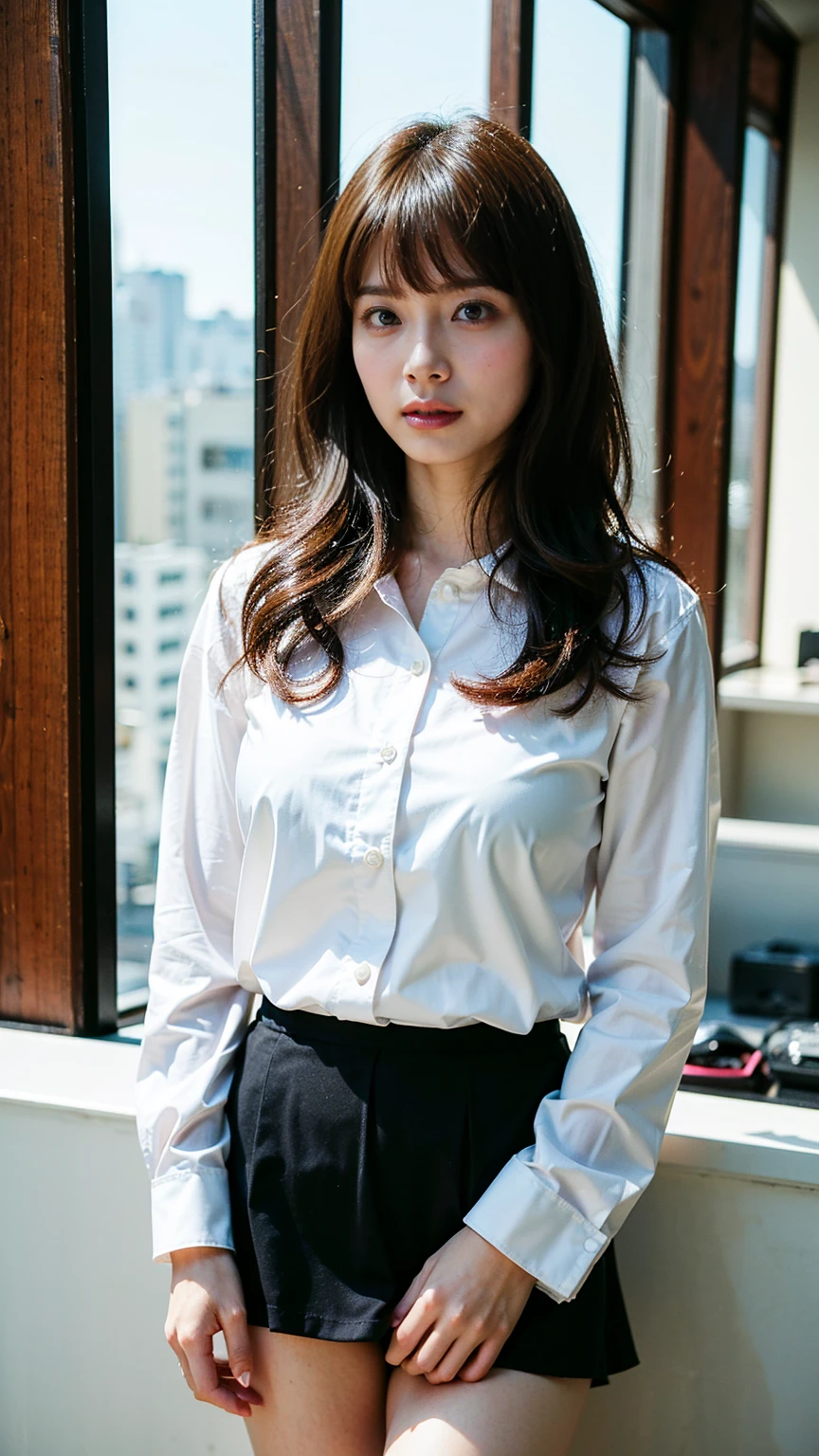 ((Japanese commuter train:1.3)、A woman sitting with her legs apart on a train seat:1.5、Office lady commuting on the Yamanote Line、Accurate panty depiction、((White blouse、Navy blue tight skirt:1.5)、(Realistic、Like a photograph、Live Action、8k, Realistic, RAW Photos, Best image quality: 1.4), Single-lens reflex camera、RAW Photos, Highest quality, Realistic, Highly detailed CG Unity 8k wallpaper, Written boundary depth, Cinematic Light, Lens flare, Ray Tracing, Realistic background、((Ultra-Dense Skin))、 23-year-old woman、Cute Japan OL、(whole body:1.5)、Very detailedな顔,avert your eyes:1.1、(Long Hair:1.2、I like that style、stylish、Very detailed、Pay attention to the details、Perfect outfit、(Sunburned skin)、Front view、Accurate hands、Accurate legs、Detailed hands and fingers、Anatomically correct body、Thin legs、Thin thighs、Large Breasts、Very detailedな顔