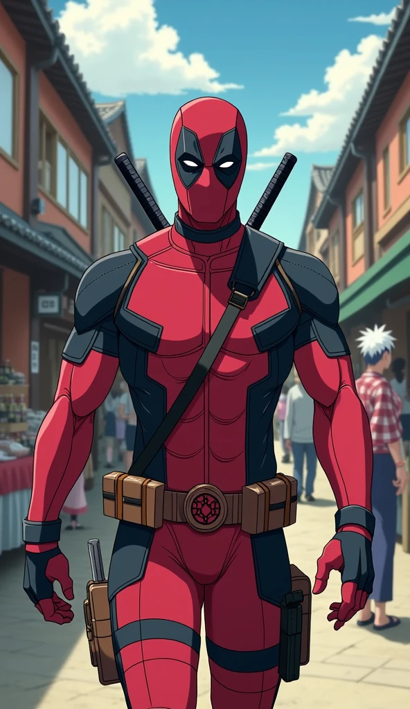 masterpiece, top quality, best quality, highly detailed:1.2), colorful, 1boy, solo, Deadpool, diaper under suit, diaper under clothing, desperate, peeing, purposely, casual