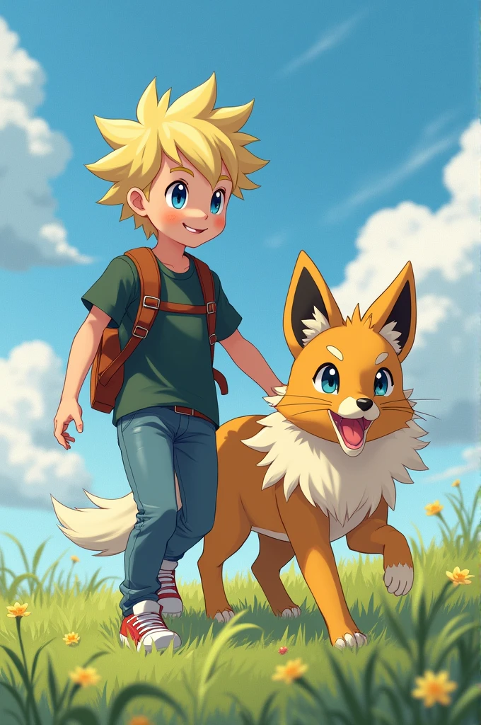 full body shot, human face, Zeraora face, brown hair, yellow hair, blue eyes, red eyes, a horny boy sitting on a rock while having his penis sucked, 2 boys, full body shot, side view, from side, fellatio, penis in mouth, penis ballsdeep in mouth, penis balls deep in mouth, full length of the penis entirely hidden in mouth, deepthroat, oral sex, blowjob, suck dick, suck penis, grab head, 2 boys, two boys, two males, duo, male male, ray tracing, bloom, lighting, reflections, high quality, detailed fur, 21 years old. two males, (Libido Boy), male Zeraora, male Zeraora, Zeraora, Zeraora fur, Zeraora Head, Zeraora body, (Zeraora body), yellow fur, (human body), (human skin), human boy, gay, erect penis hanging in the air, veranda, forest, river, roots, dark, night, no lights, fairy lights, darkness, fireflies, blushing, heavy blush, blushing heavily, drooling, moaning, cum, cum in mouth, cum dripping from mouth