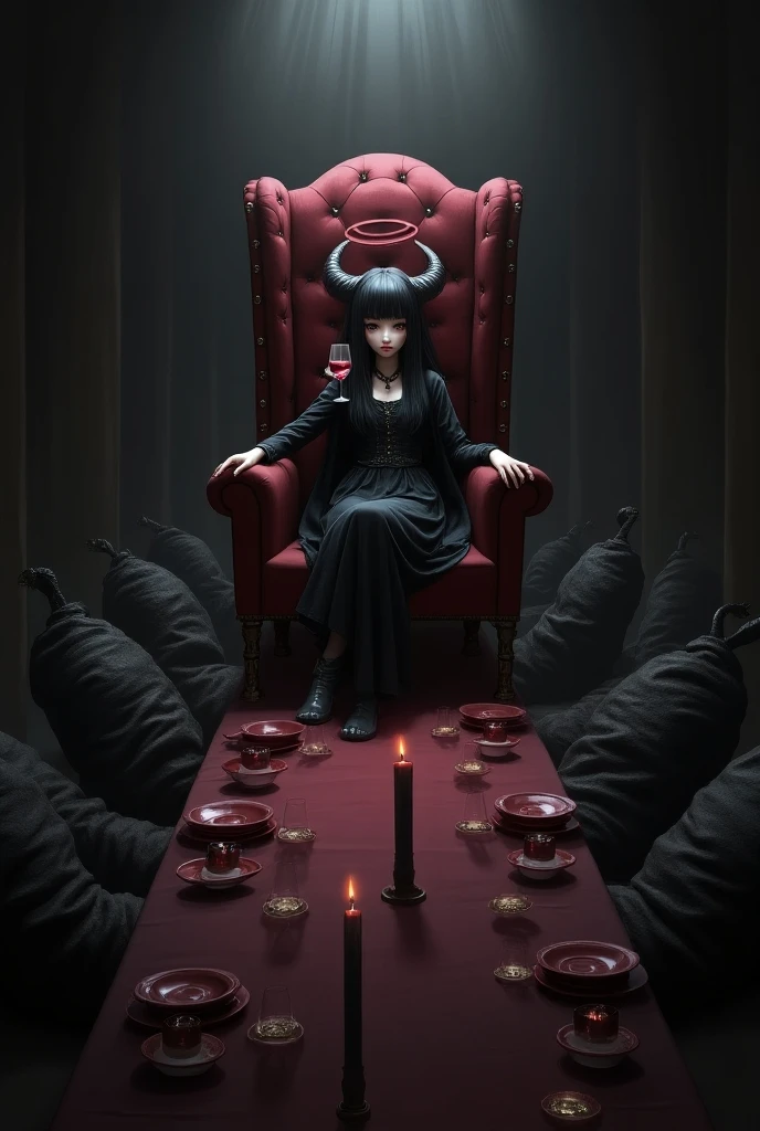 a a skinny attractive White Jewish Junemodel woman is a female vampire, sitting on a red couch, in a red room, bar setting, southwest murals on wall, cactus in vases, dramatic lighting, intricate detail, 4k, nikon