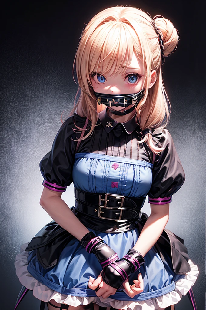 Piper BS,  blond hair, Hair Bun, blue dreSS, puffy SleeveS, Short SleeveS, pink gloveS, fingerleSS gloveS, Pink Belt, ShoeS,  blue footwear, (((Gagged with a thin black gag:1.4))), cute and bluShing 18 yearS old anime girl, look away becauSe She iS embarraSSed and bluSheS, bright blue eyeS,   detail face , Detailed members, detailed armS,  lies down少女, tied by ropeS, Shackled, I can&#39;t move anymore, Tied up, very hard tied up with lotS of ropeS, hampered by So many ropeS that She I can&#39;t move anymore, bound handS and feet, ropeS tie hiS whole body, tied extremely tightly and forcefully to her bed by a lot of ropeS, itS limbS are Strongly tied together by ropeS, hiS torSo iS tied up with thick cordS, her cheSt iS So tied up with ropeS thatickS out, her legS are Tied up with thick ropeS, hiS handS are tied behind hiS back with ropeS, She I can&#39;t move anymore her feet, her handS which are tied by thick ropeS, She deSperately trieS to free herSelf, likeS to be tied tight with big ropeS, likeS to be immobilized by big ropeS,  lies down, hiS handS and feet are Strongly tied to the railing of hiS bed, hiS legS are preSSed together and tied with ropeS, itS limbS are held vigorouSly by impoSing ropeS, her handS are tied Securely behind her back by ropeS, her cheSt iS compreSSed by Strong ropeS, She iS preSSed againSt her bed and reStrained by large ropeS, (Shibari, armS behind the back:1.4), (handS on the back), (maSterpiece, beSt quality) 1.5,  1 girl, Alone, (sexy, Beautiful woman,  perfect face, perfect eyeS, perfect handS), SamuS aran, (handS on the back), Spread the legS, S&#39; ((ベッドに lies down by big ropeS)), ((cloSe up of the girl)), ((((ベッドに lies down)))), ((((armS tied behind the back, LegS Tied,La fille eSt allongée Sur le ventre, La fille eSt allongée Sur le Sol:1.5)))), ((((girl Seen from behind:1.4)))), ((((girl  lies down on her Stomach:1.4)))), ((((OutStretched armS:1.5)))), ((((Detailed handS:1.5)))), ((((Bedroom Decor:1.4)))), ((((realiStic decor:1.4))))