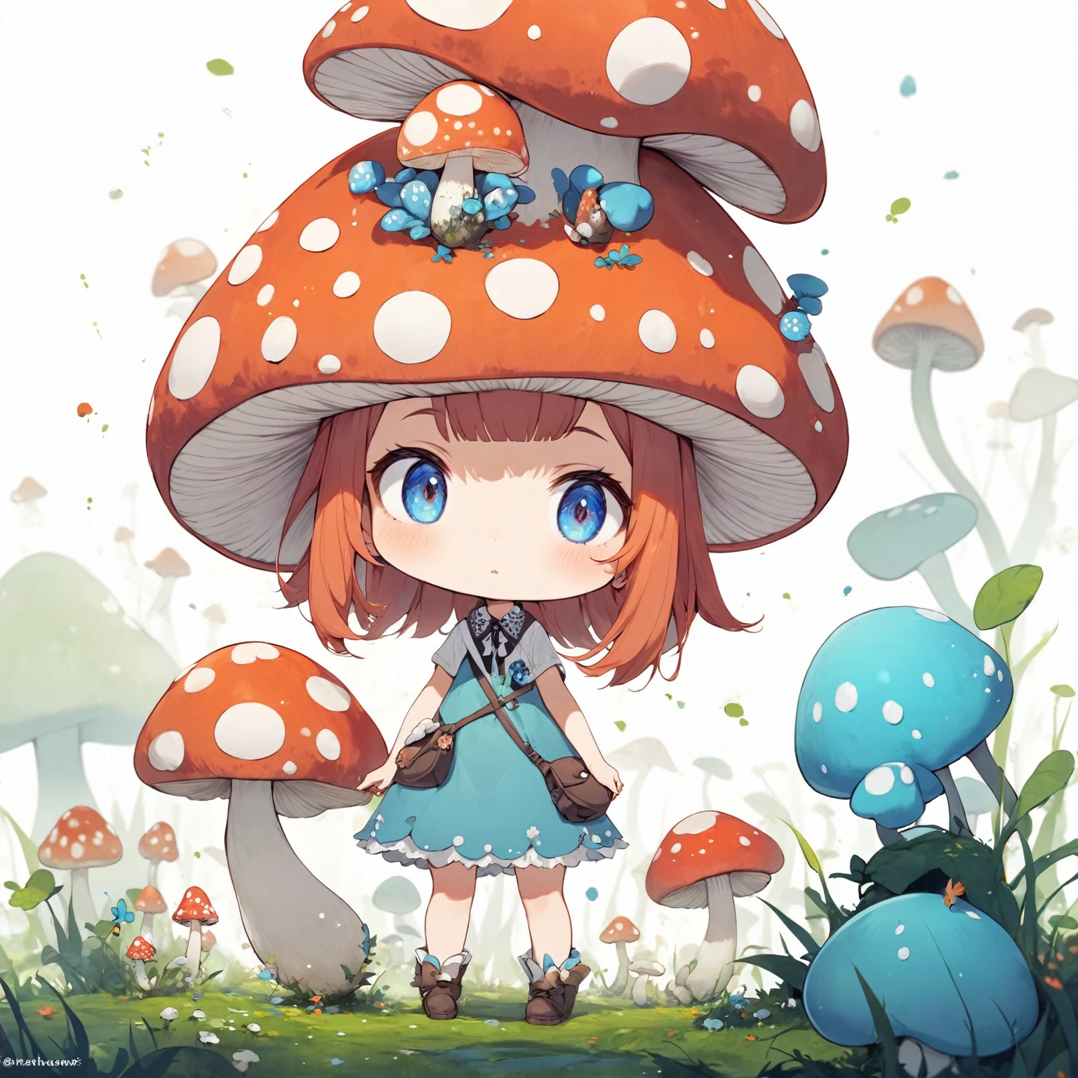  1 girl, mushroom,mushroom人間,Scatter spores,monster