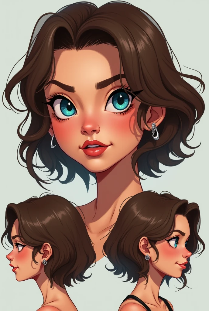 Teenage werewolf girl, with wolf features covered in brown hair with a very pronounced fang coming out of her mouth, big eyes and curly hair. 

Cin complexión atletica y musculosa delgada y de caderas amplias 

Dressed in red vintage erotic Lingerie 

(((character sheet))) ((various views)) ((front and back) (Face detail) (full body)
