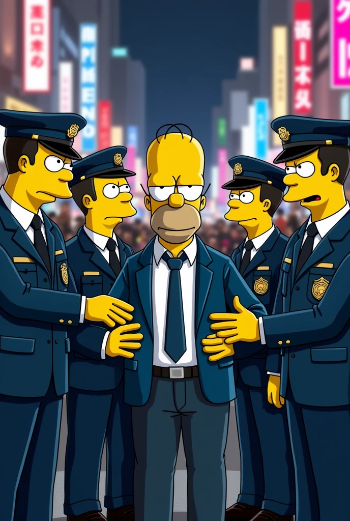 Simpson-style image of angry police officers taking Diosdado Cabello to prison