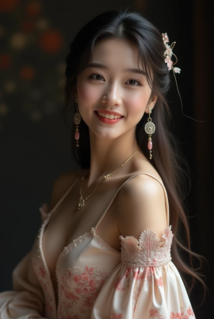 quantum mechanics、Math、Astronomical utensils、astronault、Roses in a vase、fruits、cute little。A smile、large full breasts、Paintings by Sandro Botticelli。Costume with stretched shoulders,Caravaggio's paintings,florals,fruits,big breasts antique,A smile,,Sweet and seductive appearance.、Caravaggio's paintings、Chiaroscuro of Caravaggio,Cute smile, Expression of ecstasy