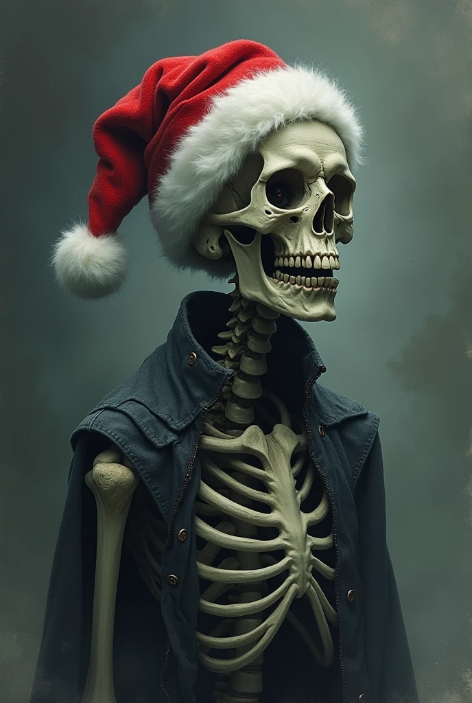by filip hodas,a rustic skull of (santa claus) in the grass, depth of field bokeh