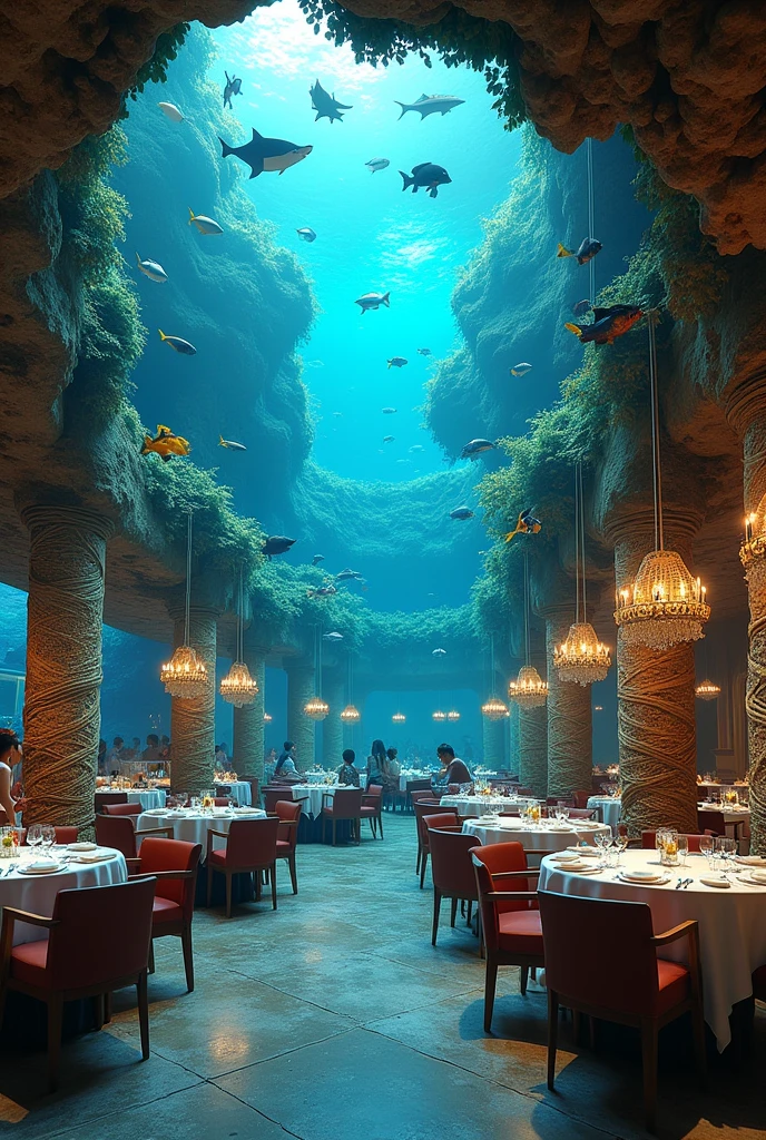Underwater luxury resort,Undersea landscape,The water is so clear,Beautiful coral reef,Tropical fish swimming,flooded building,Underwater garden,Sunlight shines through the water,Amazing underwater sculptures,Magical underwater lighting,Limited Edition Underwater Photography Series,Unique diving experience,Tranquil underwater meditation area,Private underwater villa,Exquisite underwater dining experience,Glowing bioluminescent organisms,Thrilling underwater adventures,Tranquil underwater hot spring,underwater silk curtains,Diving with majestic sea turtles,Hidden underwater caves,Unparalleled underwater biodiversity,Gorgeous underwater banquet hall,Mermaid-inspired underwater fashion,floating underwater walkway,Vibrant underwater art installation,underwater musical performance,Unforgettable underwater sunset,Underwater Yoga Class,Secluded Underwater Honeymoon Suite,Surreal underwater landscape,underwater fashion show,hotel floating underwater,enchanted Underwater garden,underwater rainbow,Unexplored underwater treasures,underwater golf course,Spectacular underwater fireworks,Underwater cinema experience,Bright colors、An underwater paradise rich in marine life