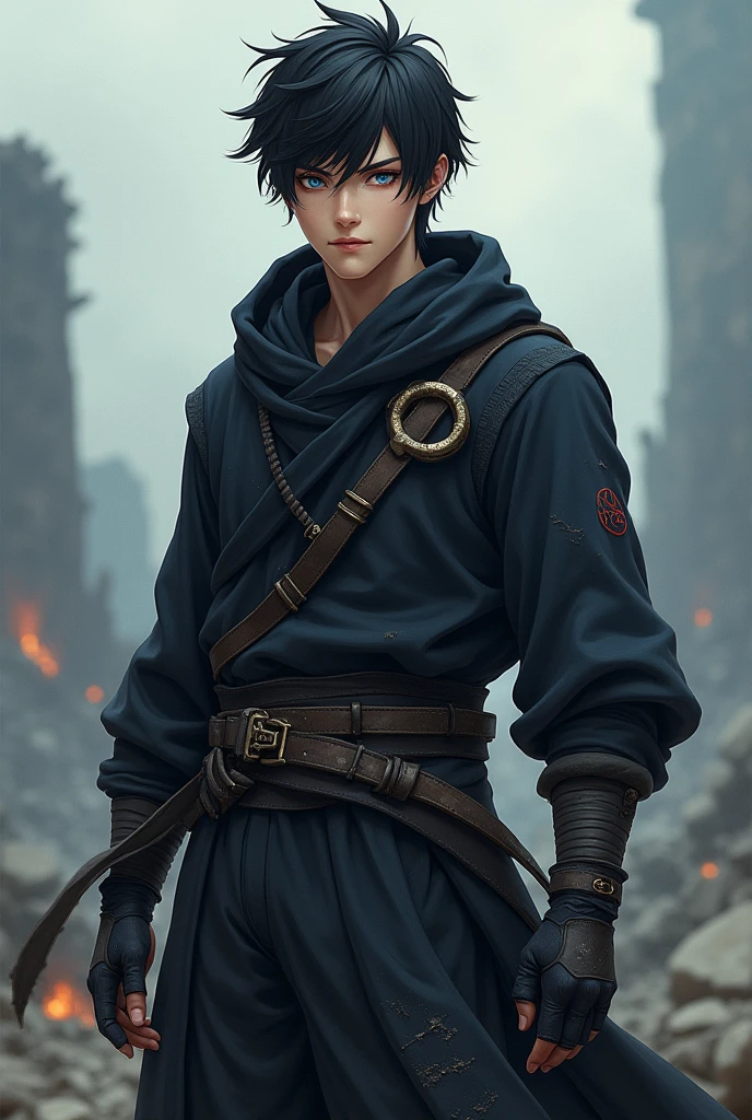 （（（1boy）） ），Shota，(high-definition quality，Masterpiece level)，Fresh and cold boy character，Equipped with long-handled weapons，Highlight the sense of belonging to the character，Blue eyes and dark gray hair color echo each other，Clean lines of a white-gray military trench coat，Show the modesty and confidence of the character，Brown scarves and black boots go hand in hand，It seems to be ready。The overall picture is simple and atmospheric，High cold temperament respect。Without background，Blank screen，Slightly toned, k hd，tmasterpiece, white backgrounid，Equipped with long-handled weapons，Slim-fit white gray military trench coat，No hood，Brown scarf，black long boots，8K分辨率 --auto