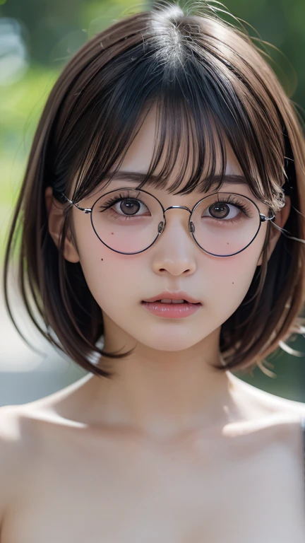 8k, masterpiece, RAW Photos, highest quality, Realistic, Highly detailed CG Unity 8k wallpaper, Written boundary depth, Cinematic Light, Ray Tracing，(Very beautiful face, Beautiful Lips, Beautiful Eyes), (dense beautiful skin) ,  One Girl, Very cute  Japanese girl,  Always wears glasses, Very lean body, Young body, Young face, Small breasts,(Very small, flat chest), (55cm AAA cup bust)，Small Ass, Beautiful black long hair, Glossy latex bondage、Abandoned hotel、Up Leg、The cutest and sexiest photoshoot ever