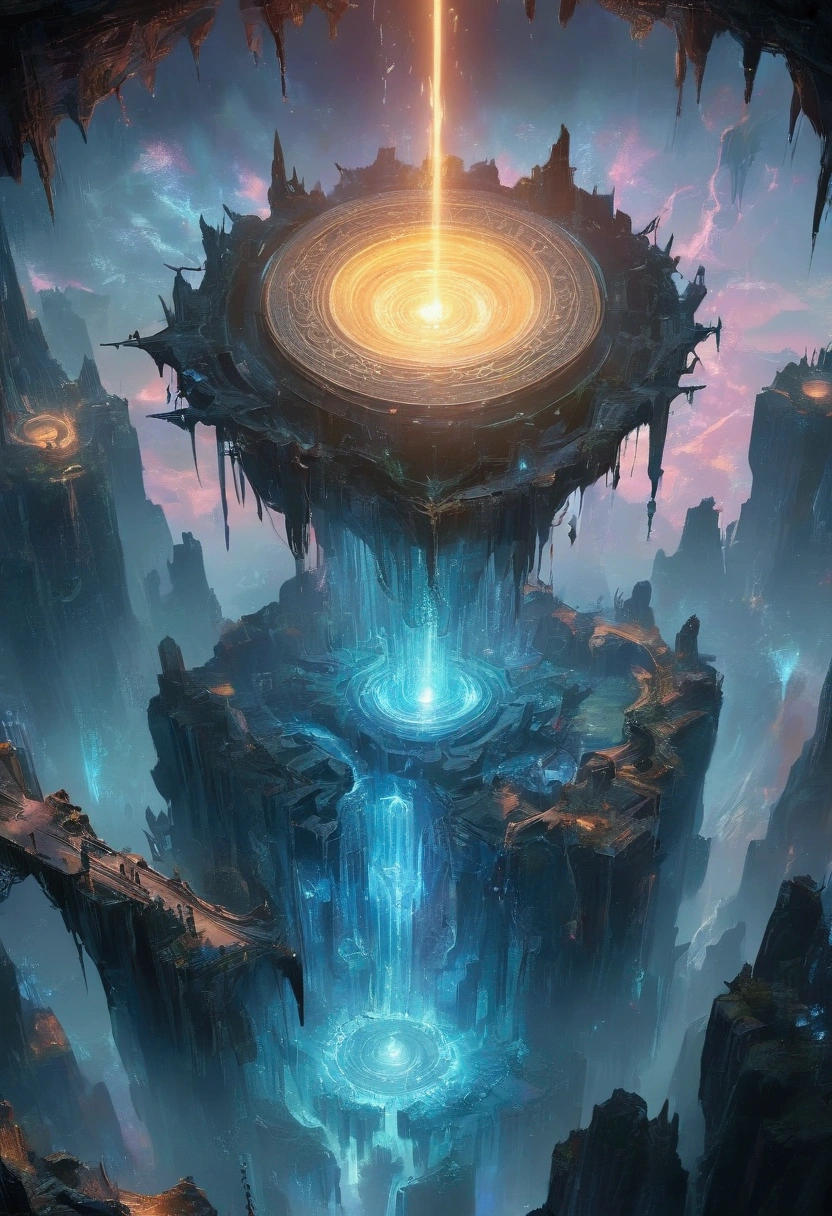 a portal to another dimension, glowing magical portal, swirling vortex of energy, surreal otherworldly landscape, ethereal floating islands, glowing blue energy field, towering crystalline structures, dramatic lighting, dynamic camera angle, cinematic composition, intricate details, vibrant colors, photorealistic style, (best quality,8k, highres icon,masterpiece:1.2),ultra-detailed,(realistic,photo-realistic:1.37),concept art，Suspension