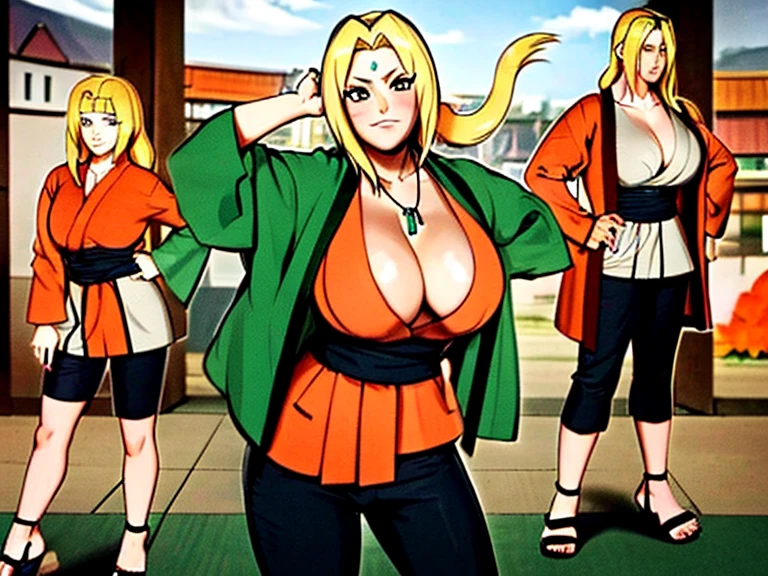 Digital painting style ((Tsunade in Naruto)) ((Akatsuki clothes)) The are huge
