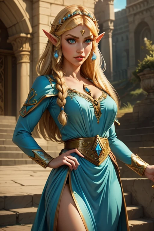 a pretty mage elf blonde with a long hair using very sexy mage robes