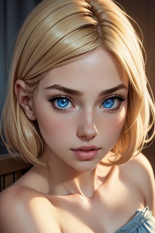 cute femboy, small breasts, wide hips, loli style, 18 years old, short silky blonde hair, blue eyes, thin lips, round face, beautiful detailed eyes, beautiful detailed lips, extremely detailed eyes and face, long eyelashes, 1 femboy, short tops and shorts, soft lighting, warm color tones, glowing skin, (best quality,4k,8k,highres,masterpiece:1.2),ultra-detailed,(realistic,photorealistic,photo-realistic:1.37), digital art, highly detailed, intricate, elegant, cute, portrait