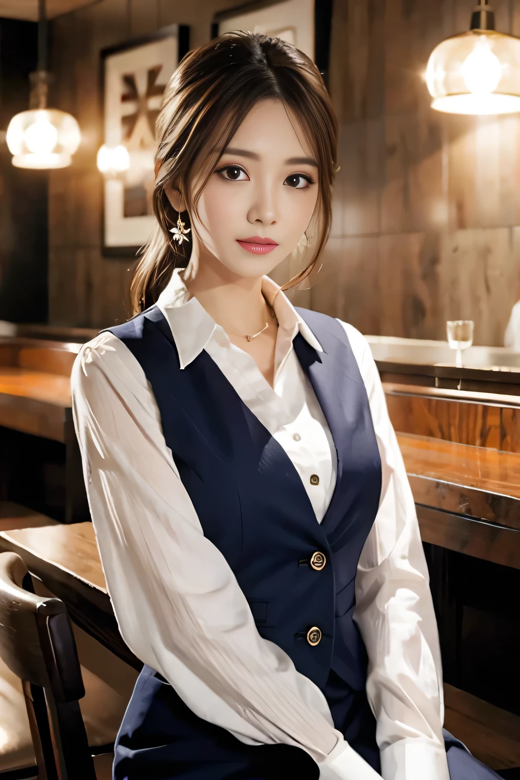 (((full body,including legs)))、(((sexual oil massage))),(((perfect uniform of Japanese stewardess, vest-dress uniform、small hat,(black high-heel), (((with oil,oily hand,oily skin,oil massage))),little smile,white blouse,tight blouse)))、(((navy bowler hat),navy hat)), high heel、Dressed up、(Photo real:1.4)、(A hyper-realistic:1.4)、(Photorealistic:1.3)、 (gentle lighting: 1.05)、(Improve the lighting quality of your video:0.9)、32k、 1Girl、28years old girl、photorealistic lighting、Back lighting、Facial Lights、Ray Trace、(bright:1.2)、(Increase quality:1.4)、 (best quality real texture skin)、Fair eyes,Delicate and delicate face, Close-up of the breasts, white blouse,tight blouse,tight vest-dress uniform, (Bodyline mood improvement:1.1)、good figure,Glossy skin、wavy hair,blonde hair,韓国アイドル、乃木坂アイドル、Sculptural Idol Pose、little smile,blush,Beautiful actress、Neat woman,whole body, (((midium breasts,beautiful breasts))),(perfect row of teeth),slender waist and hip,beautiful long legs,full shot)、((8heads tall)、(((誘惑している、恥ずかしい)))、dynamic pose,gravure pose,((red cheek、red lips)),Super Clean Night View、night time、blush,little smile,(((full shot)))、Super Clean Night View、night time、blush,little smile,(((full shot)))、(((in the luxury massage room,sexual oil massage,with bed,with tree,dark light,in the night,with window,neon sign))),