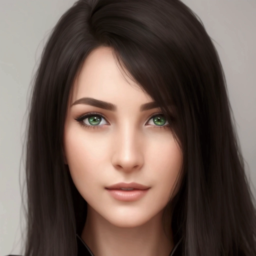 A young woman(beautiful,elegant),   Of Northern European origin  (beautiful, elegant, sexy )  y Euralic , English(beautiful,sexy)  ,   Simply looking at the spectator, (realistic:1.4), (:1.0),  emerald green eyes , shirt, dress, black vest, ( black hair color costume),, (  maid headband for hair ), (DETAILED, ultra-DETAILED, high DETAILED, ultra realistic 8k CG,   perfect artwork ,  lyrics), wooden table , flores, interior, sexy and charming smile .