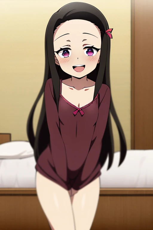 ((highest quality)), ((masterpiece)), (be familiar with), perfect face, indoor, Bedroom, looking at the viewer,
one woman, Kamado Nezuko,
open mouth, ecstatic expression, blush, smile,
small breasts, flat chest, young girl, , , girl,
long hair, black hair, pink eyes, long hair,
Completely naked, Nipple exposed, Sex with a man with a big cock, 膣内ejaculation, semen splashes, Insert a into your, sex in missionary position, , spread legs,