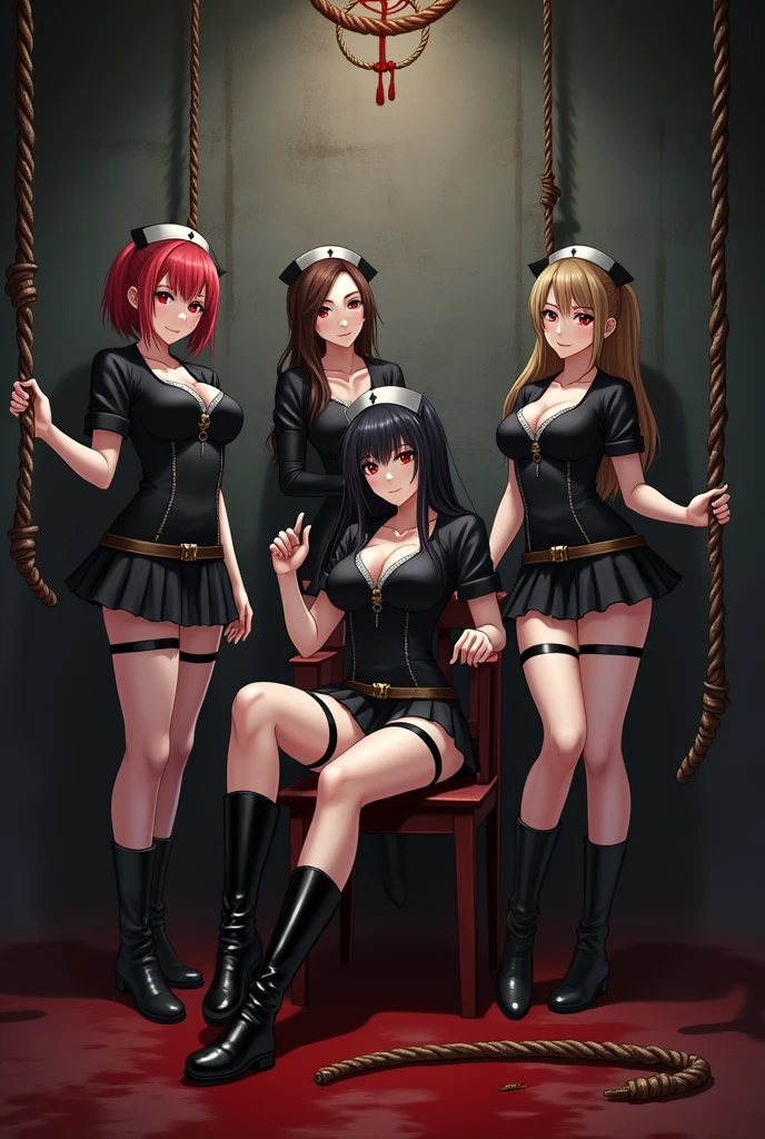 Multiple Small petite scared and crying girls with ludicrously large breasts, tightly tied up and put in a pile in a crate, pile of girls in crate, abuse, cinematic, distressed, hopeless, helpless, slave girls, bdsm, super high image, super detail, super high resolution, hentai style, anime style