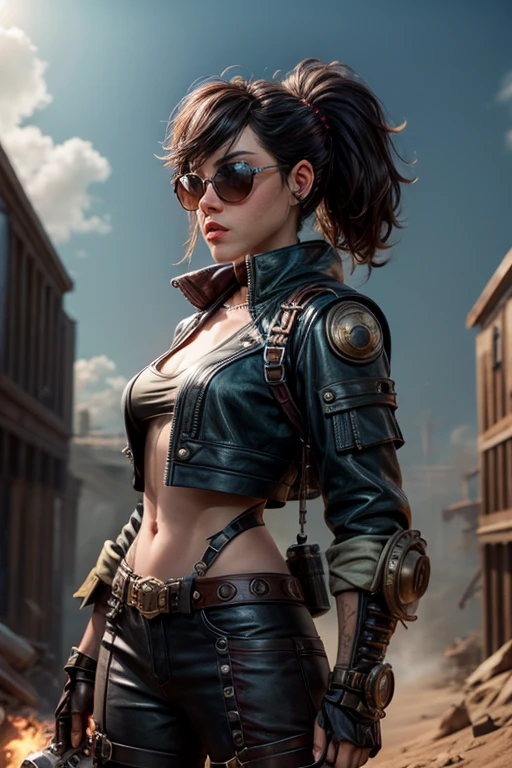 Young Ana de Armas Style David Palumbo 1.2, detailed on the catwalk, 1,2, blue eyes, dark neon hair bob 1.2, "rayban" on the forehead, bust 4: 1.5, shiny chocolate tan, wide hips and pelvis, Gucci Bikini 1.1, Vivian Sassin, Detail, DSLR, Film, steampunk, Hyperdetail, Cinematic lighting, Gears, Bronze, Surround lighting, 8K, UHD, Nikon 70D,