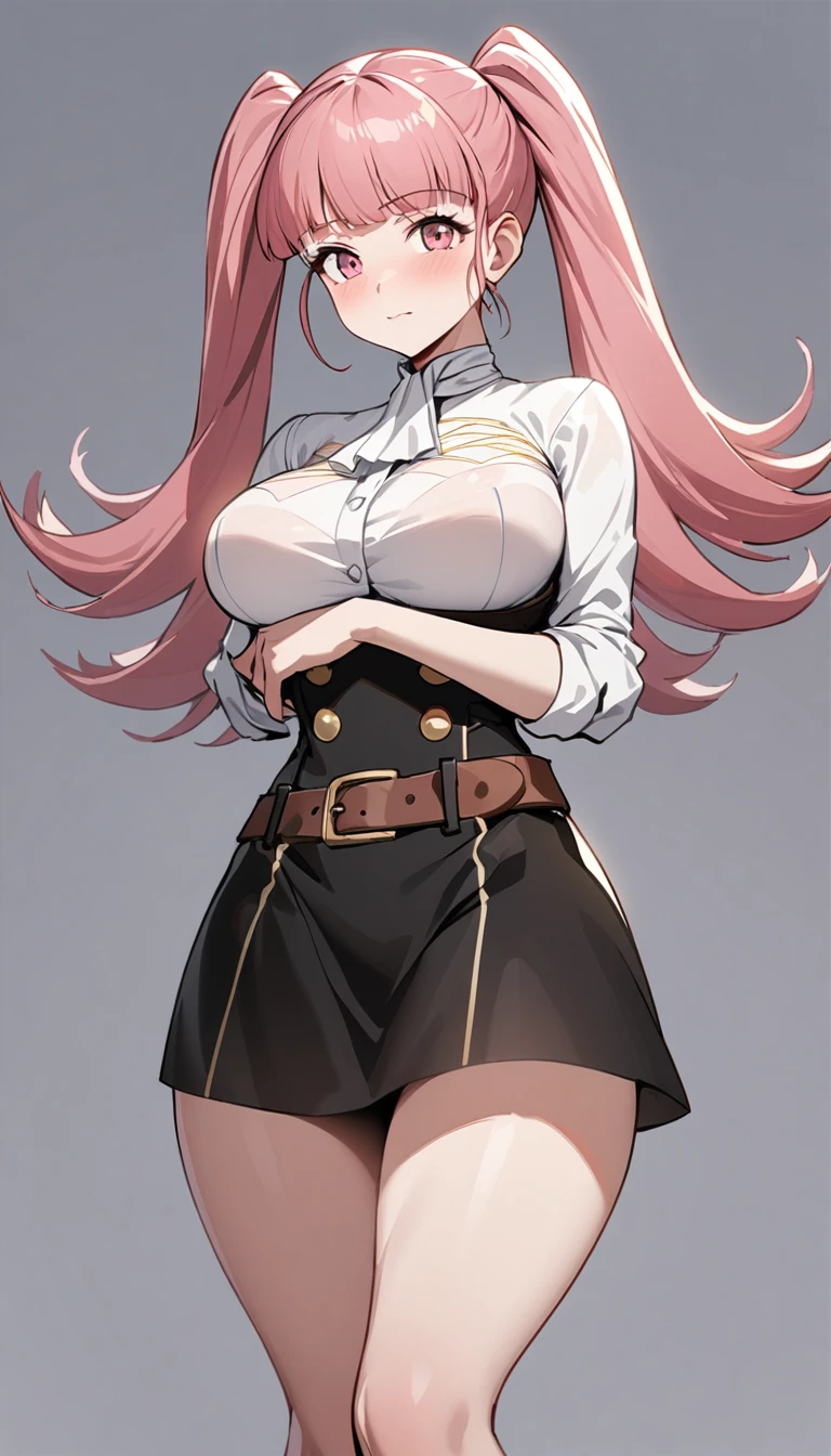 Hilda Valentine Goneril, white blouse, black skirt, Garreg Mach uniform, masterpiece, large breasts, invisible body, no humans, only clothes, sexy pose, detailed clothes, visible underwear 