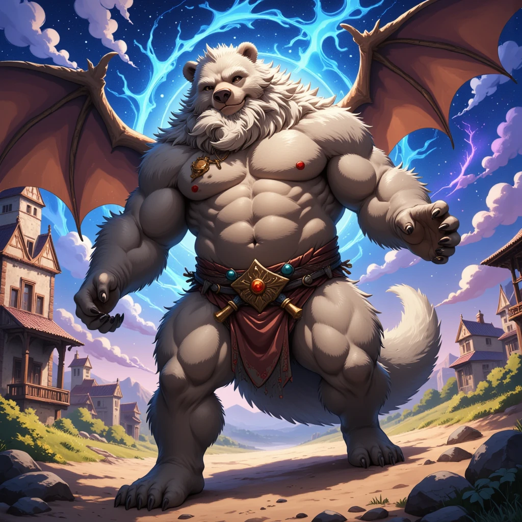 character focus, full body, looking away, dynamic angle, full body in Michelangelo Buonarroti style, housamo style, digital illustration anime, BREAK muscular middle-aged daemon man, silver gray skin, megabat wings, complete anatomy, perfect proportions, beautiful thigh gap, fluffy body, intricate fur details, beautiful fur texture, BREAK (a detailed elegant daemon 1 tail), detailed toe, 5toes, 5toes nails, beautiful foot, BREAK detailed hands, 5fingers, 5fingers nails, BREAK aesthetic anime face, insanity detailed face, male face, big face, square jawline, aesthetic anime eyes, detailed brown eyes, detailed brown cornea, detailed dark brown irises, detailed pupils, male eyes, big eyes, male eyebrows, innocent look, beautiful beard, BREAK clothed, costume, armor, loincloth, perfect composition, fighting, quantum electromagnetic life form force, dynamc pose, detailed painting landscape, kaleidoscopic swirls, old castle, indoor, full color HDR, BREAK masterpiece, official art, best quality, very aesthetic, absurdres, super fine illustration, great quality, BREAK noise reduction, very highres, large filesize, high quality, 32K, 8k wallpaper, dynamic lighting, BREAK insanity detailed, ultra detailed, intricate details, extremely detailed, detailed texture, an extremely delicate and beautiful, BREAK e621 illustration, osukemo, kemohomo, anthropomorphic, furry, cartoon, harmonious body, pastoral face, virtuous eyes, epic atmosphere