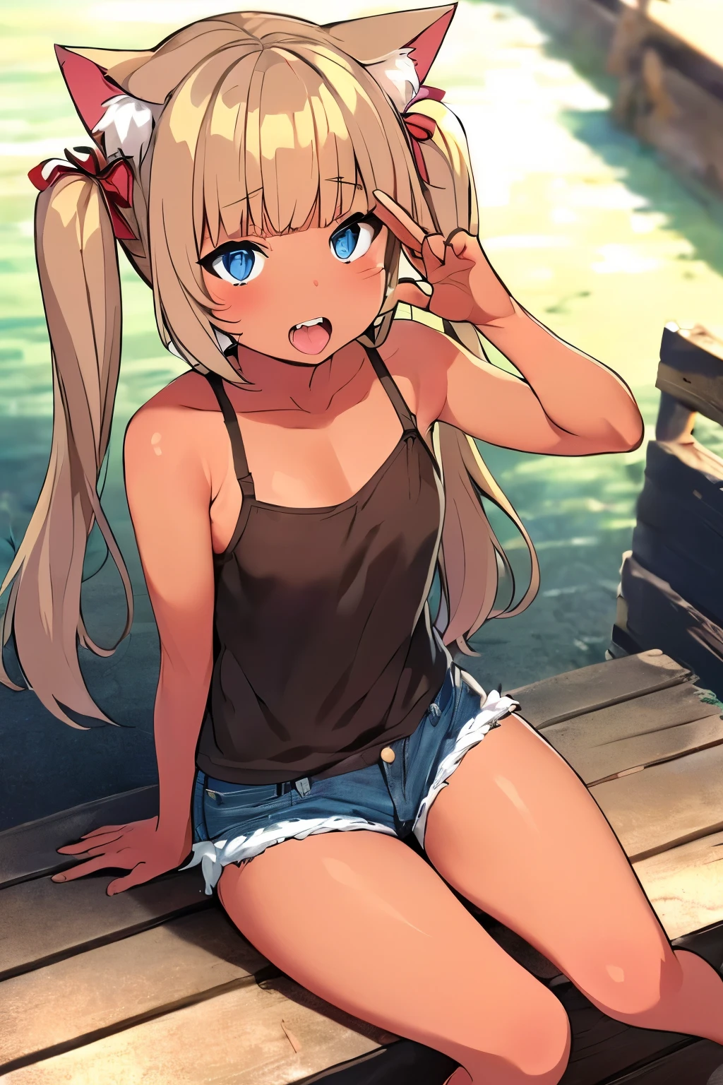 (((close up panties))), (I look up at the girls from the ground.)、(The girls who surrounded me and hugged me)、((A seductive wicked smile)), Yui、low length、(thin)、((5 years old girl))、(Transparent fair skin), (((child girl)))、Blonde、Twin Tails、(Forehead)、Big eyes、Grey Eyes、Cropped tank top、(covered nipples), ((Angle from below)), Very short flared skirt、belly button、(Thighs), White panties, crotch、(Angle from the bottom of the girl), ((Girl squeezes me with her crotch))、(Squat)、Open your legs a little、((Crouching)),