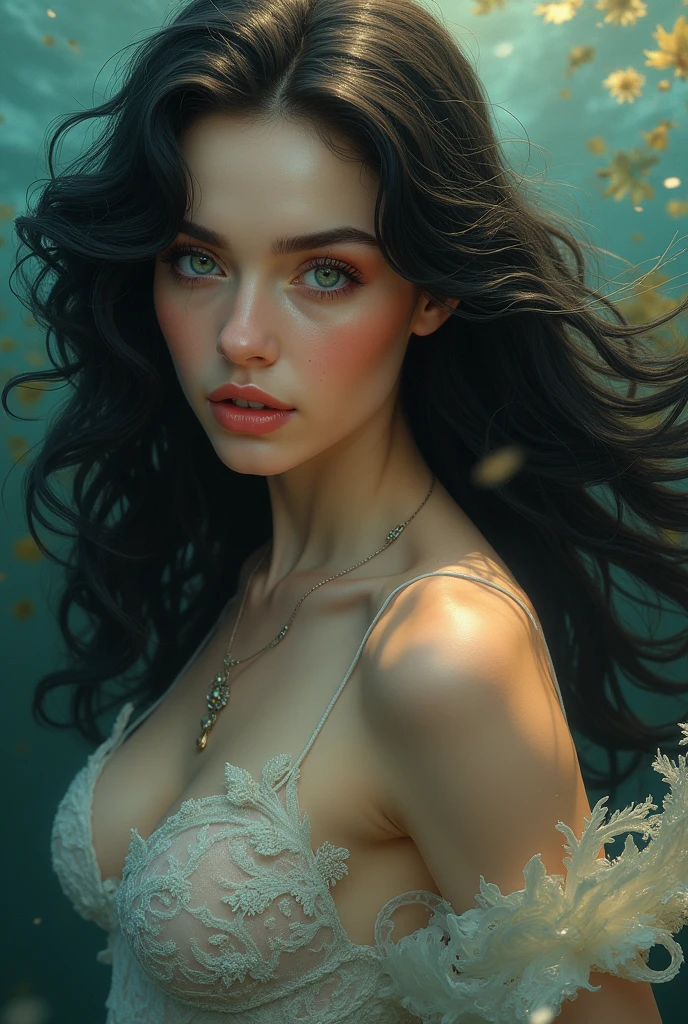Chubby teen girl, pretty face, big boobs, wet pussy, black hair, Surrealism, 8k, super detail